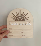 Sunshine Hello World Baby Stat Sign