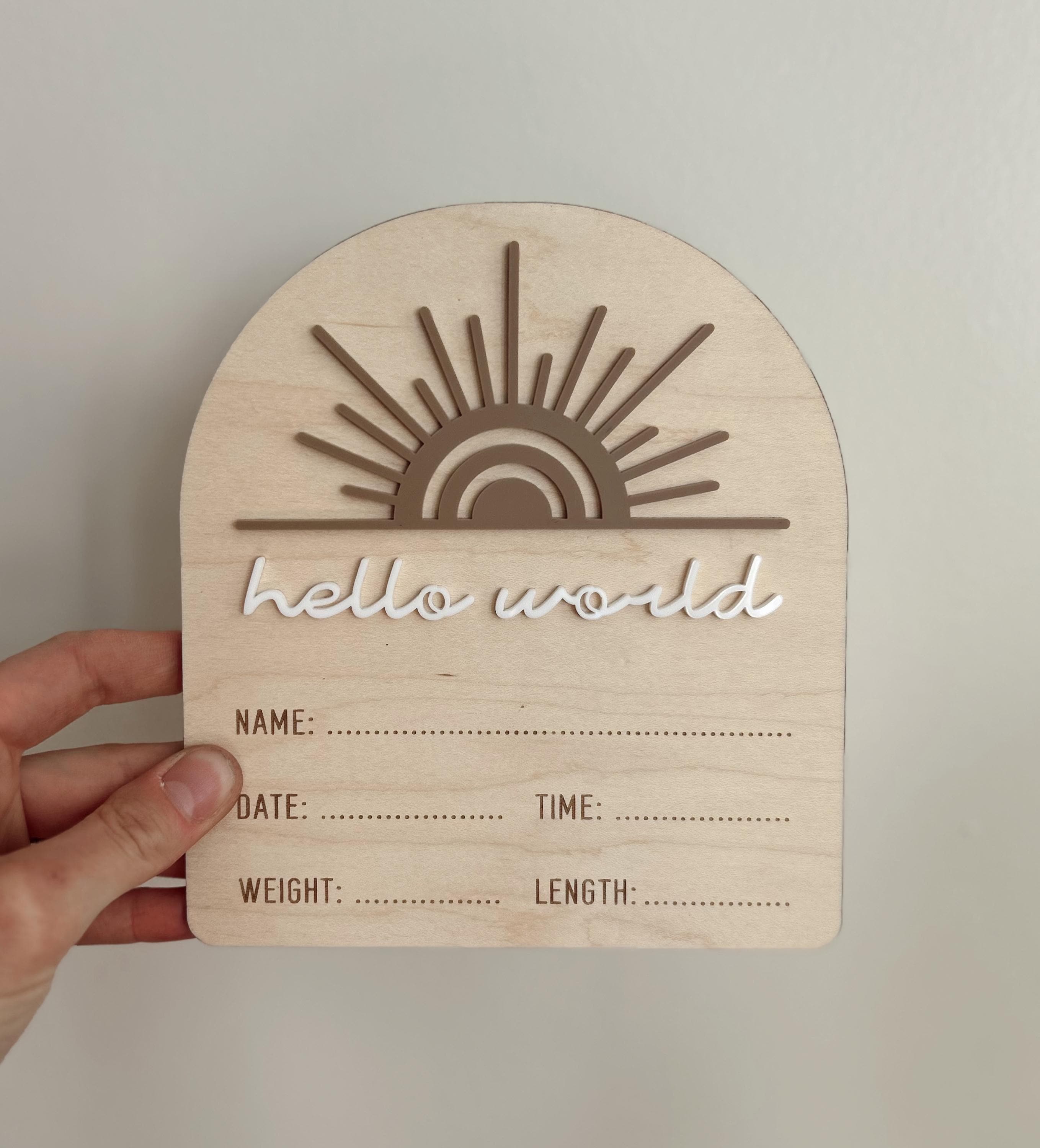 Sunshine Hello World Baby Stat Sign