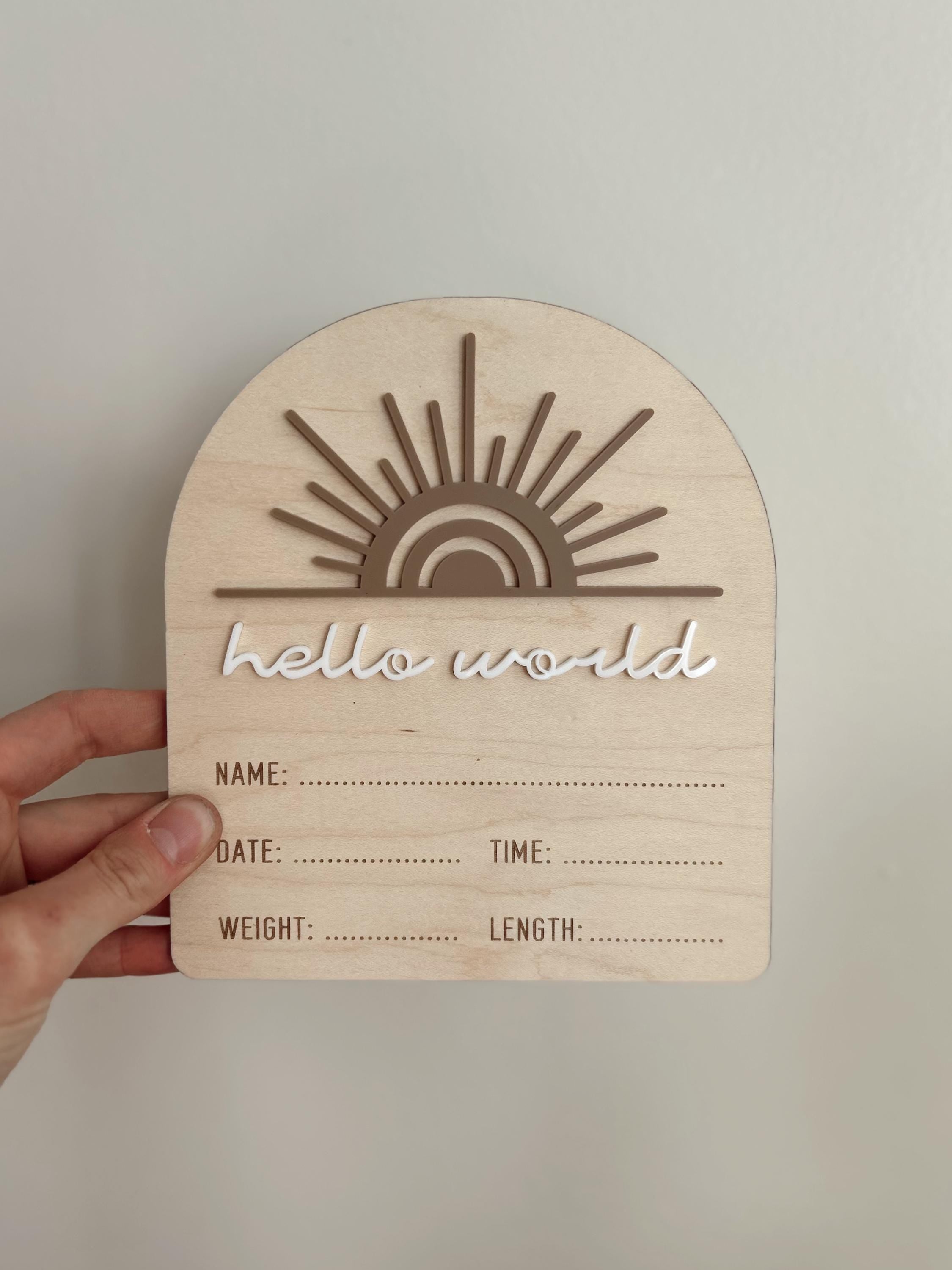 Sunshine Hello World Baby Stat Sign