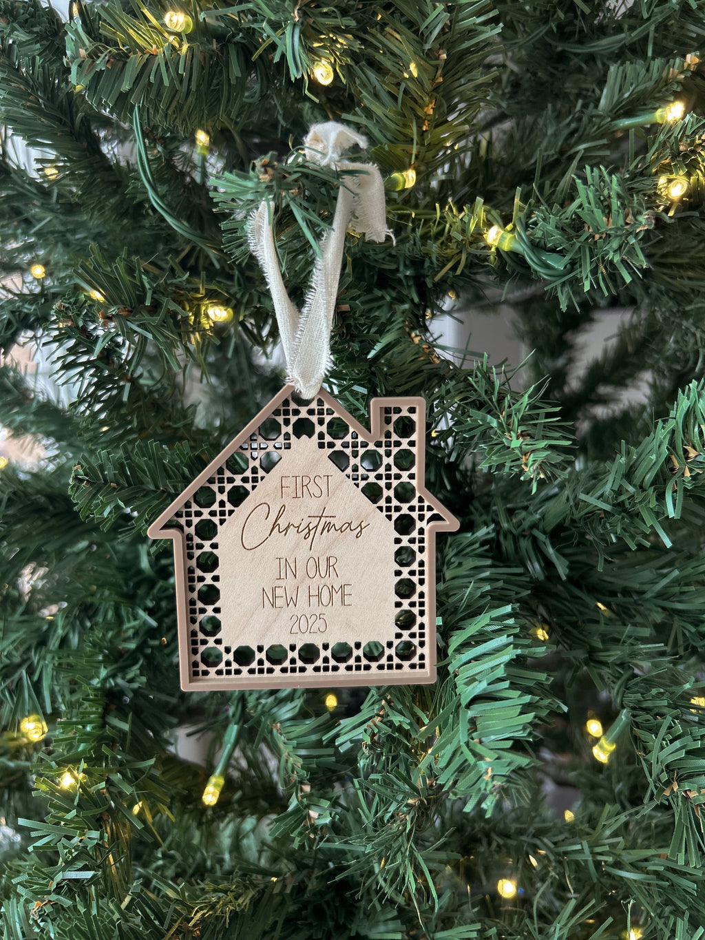 Personalized Rattan New House Christmas Ornament