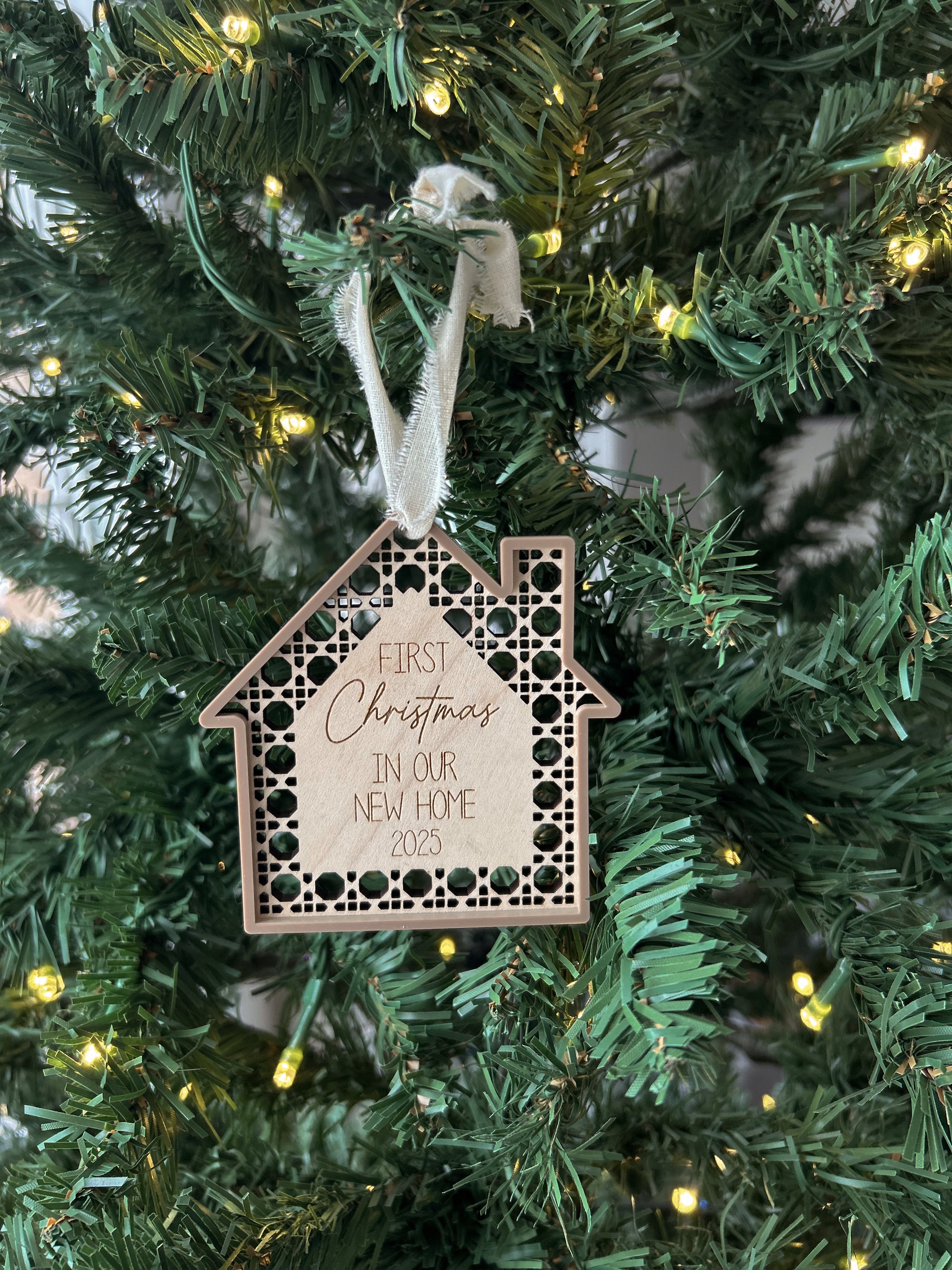 Personalized Rattan New House Christmas Ornament