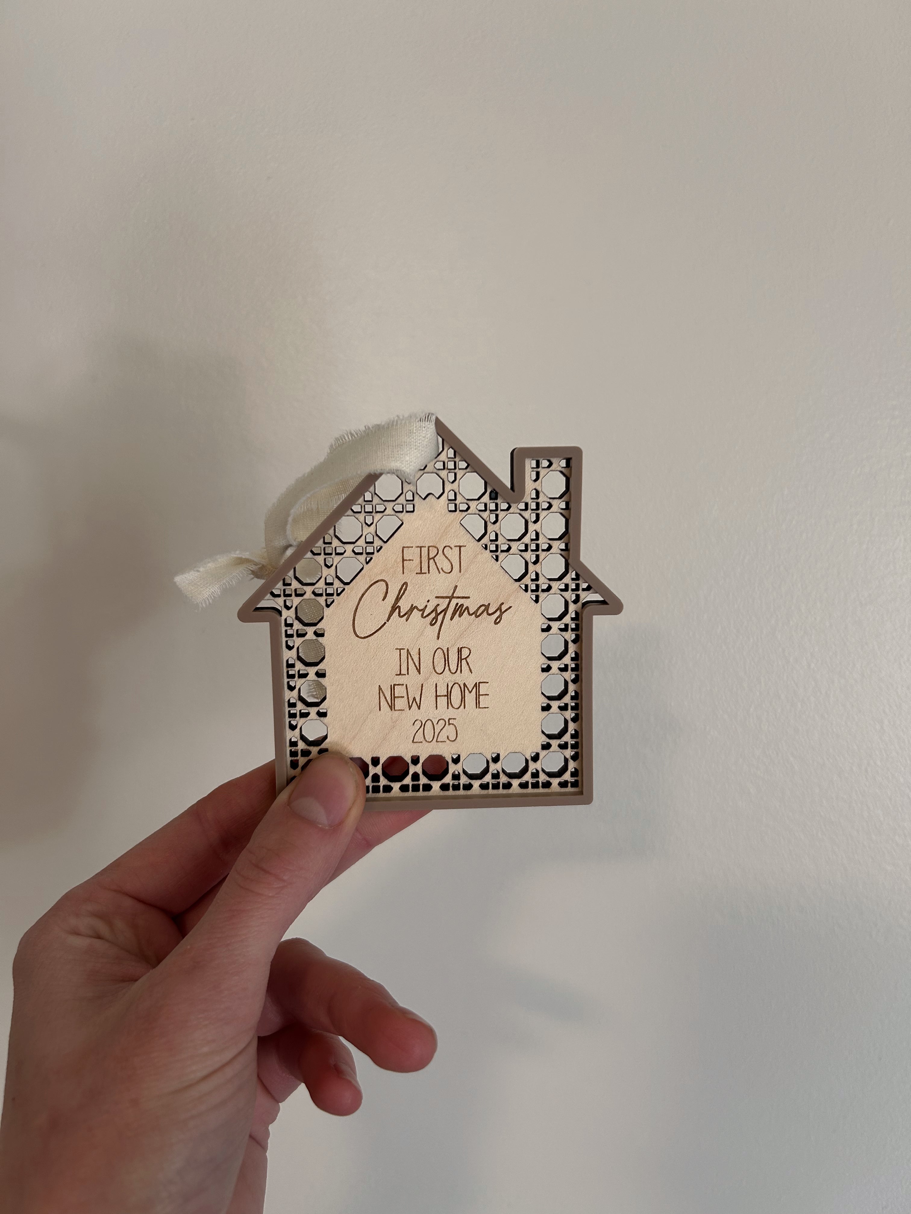 Personalized Rattan New House Christmas Ornament