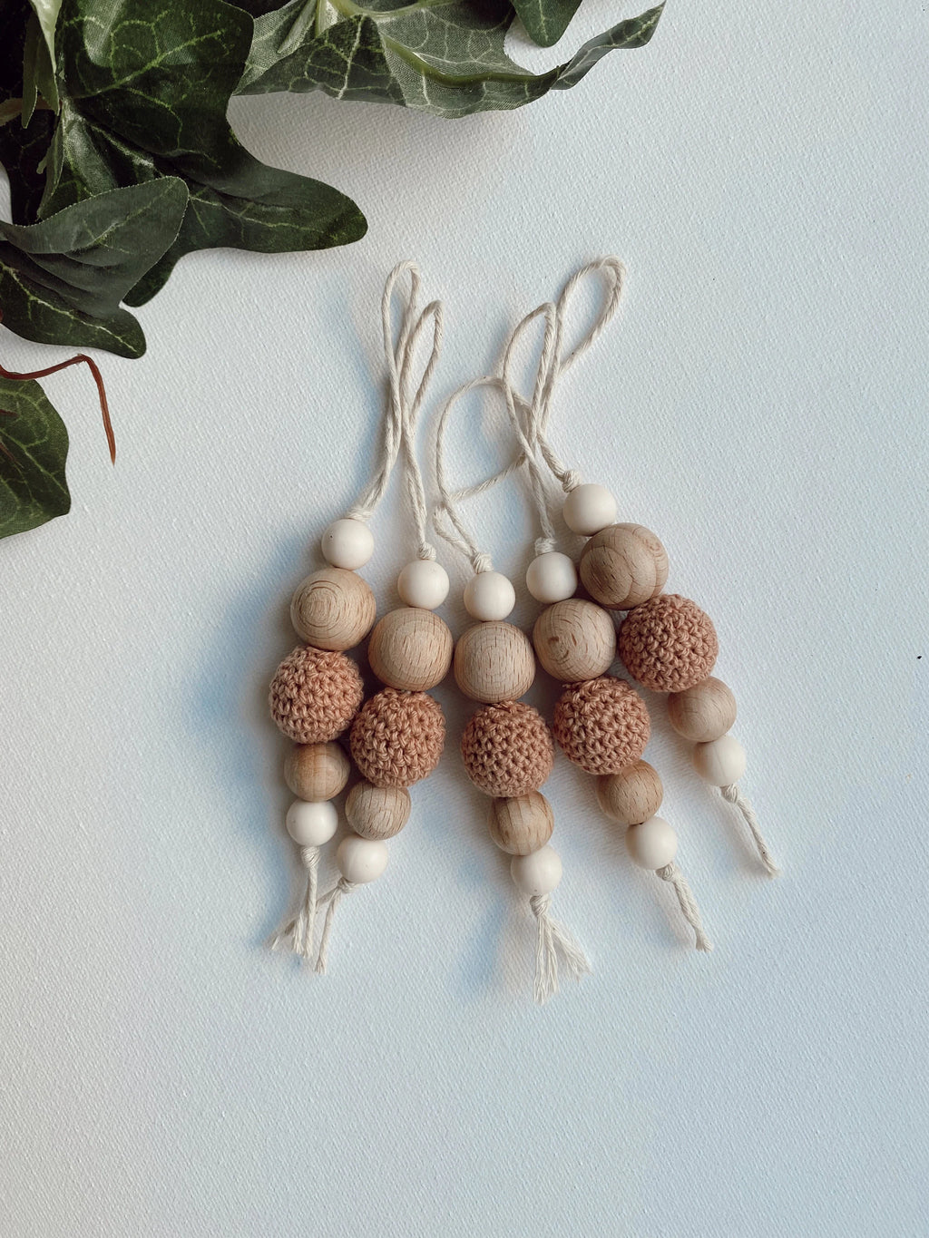 Crochet Clay and Wood Icicle Ornament