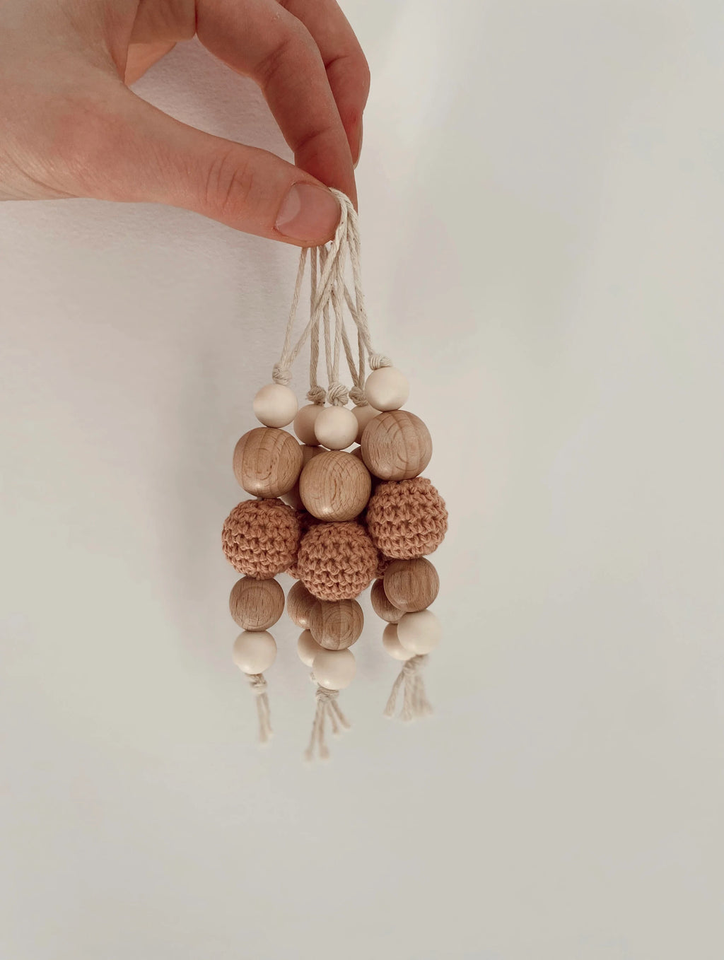 Crochet Clay and Wood Icicle Ornament